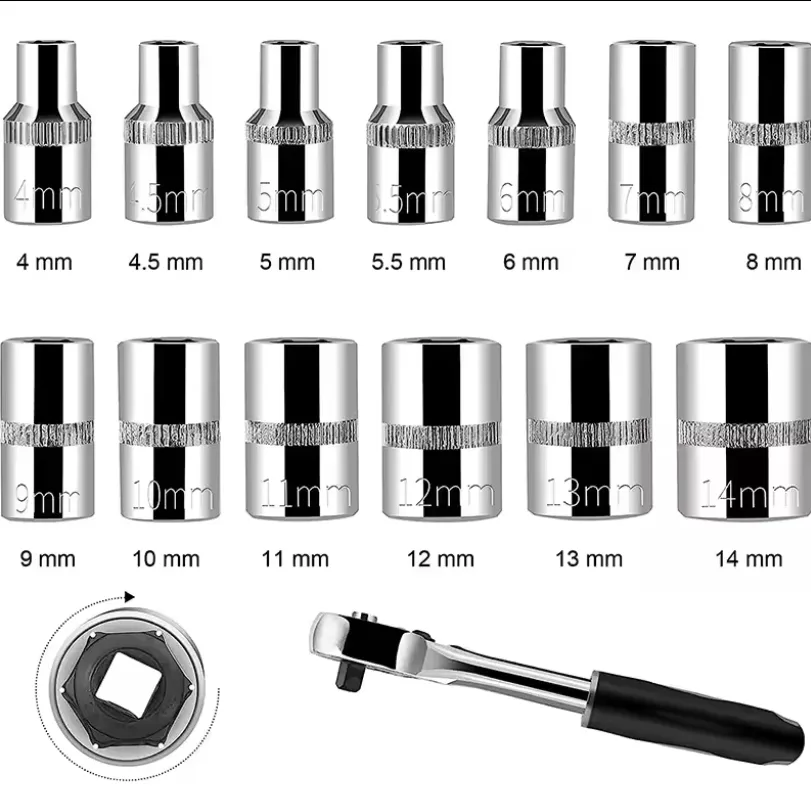 46pcs Carbon Steel Manual/Auto Repair Combination Tool Set 1/4" Hand Impact Spanner Small Socket Wrench Screwdriver Hard OEM