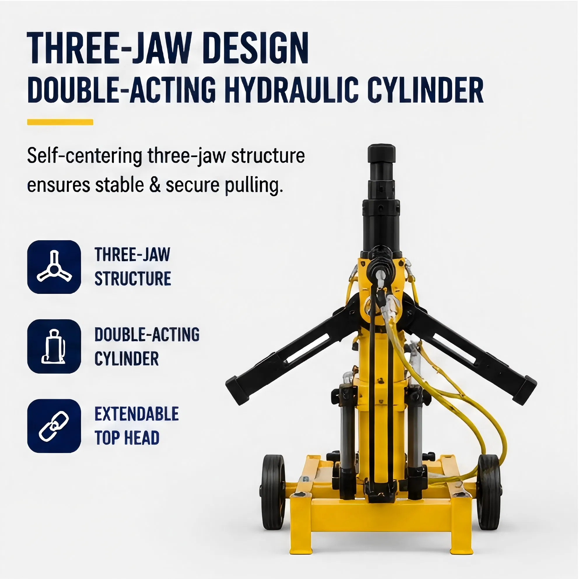 HAC Automatic Hydraulic Bearing Puller 3-Jaw Design Auto Clamping Pulling Wheel Trolley