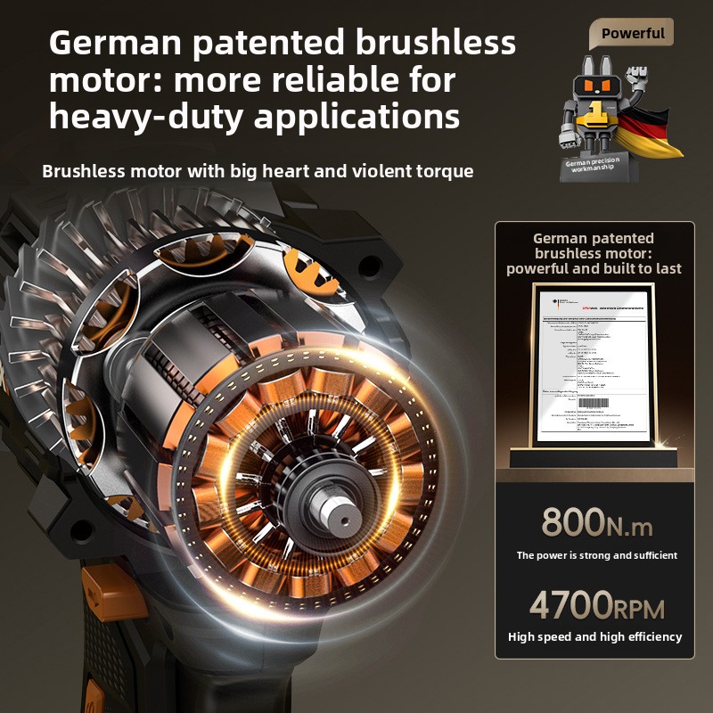 Brushless Impact Electric Wrench 800N.m Max Torque Auto Repair Lithium-Ion Battery 21V 4700 Impact Frequency Tool