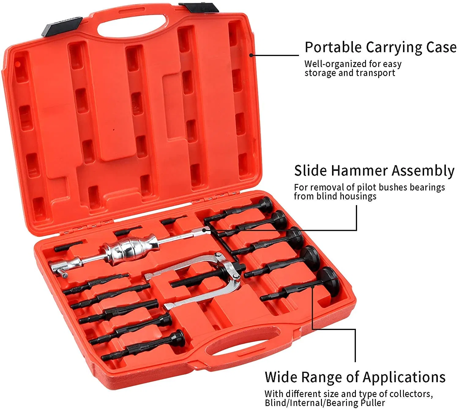 Automotive Blind Hole Pilot Bearing Puller Internal &amp; Extractor Remove 16PCS Bearing Extractor Set (48120020)
