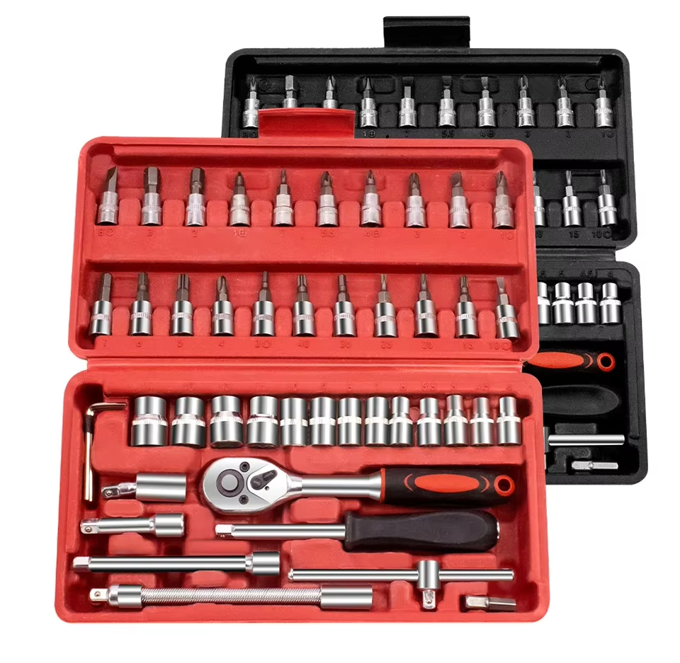 46pcs Carbon Steel Manual/Auto Repair Combination Tool Set 1/4" Hand Impact Spanner Small Socket Wrench Screwdriver Hard OEM