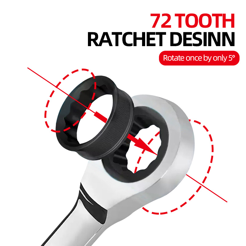 Durable CR-V Steel 6-14mm Ratchet Wrench Combination Set Metric Repair Tool Set with Rack Organizer