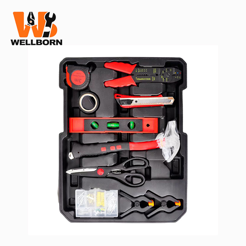 Fasterner Scissors Claw Hammer Knife Level Pump Plier Screwdriver Hand Tool Set