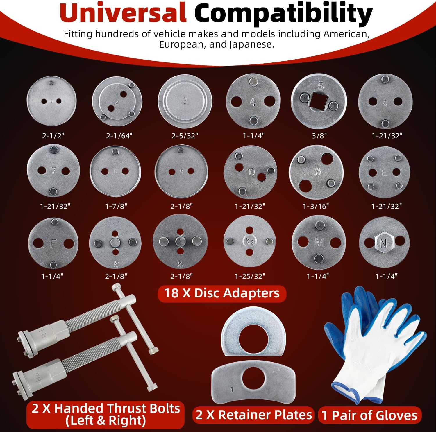 Professional 22pcs Universal Brake Caliper Wind Back Kit Brake Service Tool Brake Caliper Compression Tool Caliper Piston Tool