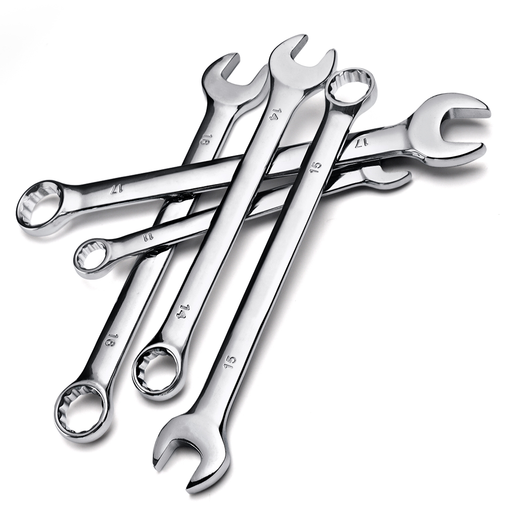 Mechanic Metric Combination Wrench Tools Heavy Duty Carbon Steel Open Ring Spanner For Workshop Garage