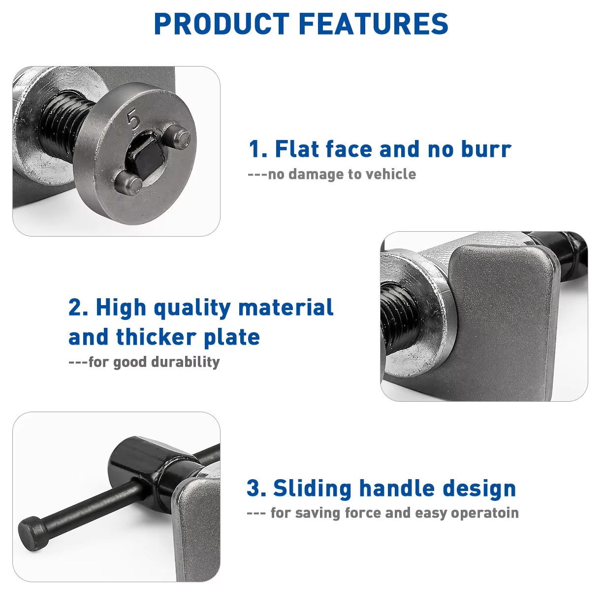 Removal Service Tool Piston Rewind Wind Back Kit Brake Disc Caliper Tool 5 Pcs Auto Repair Pad and Caliper Adapter Reset
