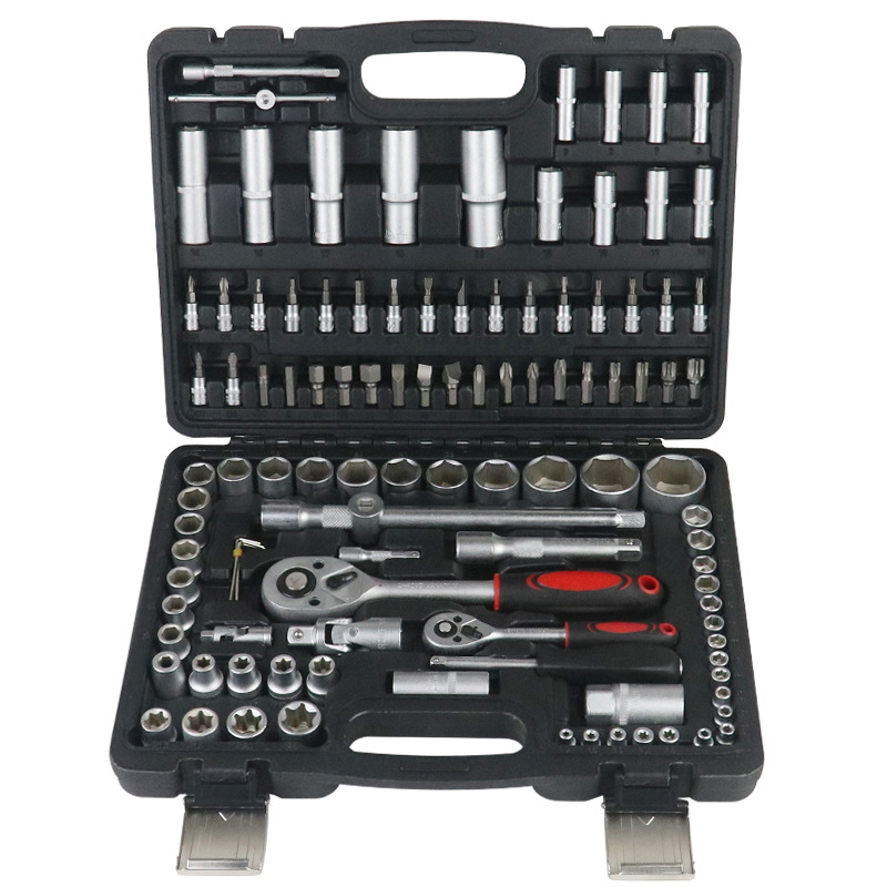 Premium 108-Piece Socket Wrench Set, 1/4" 3/8" 1/2" Drive Ratchet Tool Kit with Carrying Case, for Automotive Repair