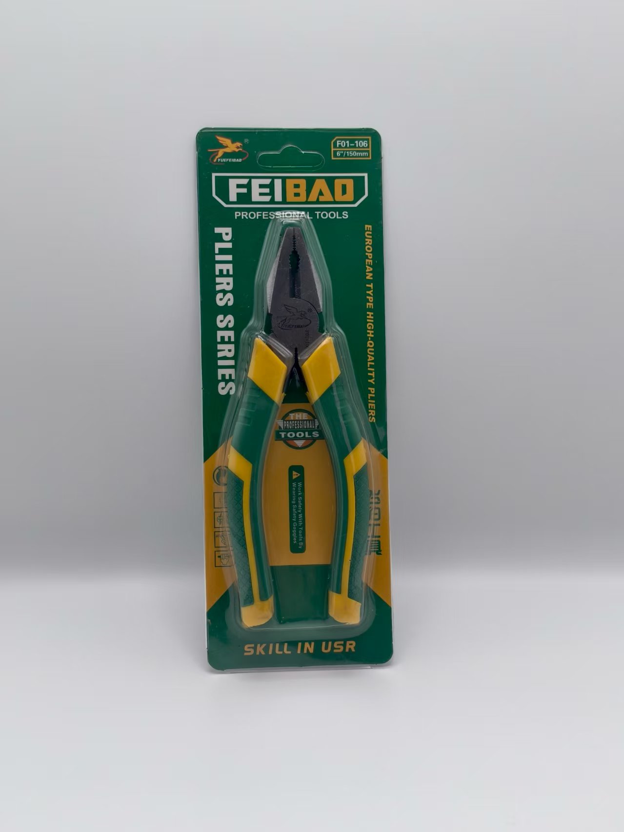 6 Inches Green and Yellow Handle Wire Cutters F01-106 Plier 6/Box