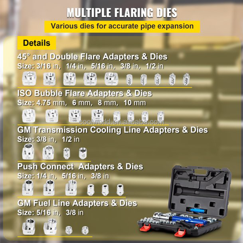 Automotive Brake Service Tools Hydraulic Brake Pipe Line Flaring Tool Set for 3/16"-1/2"