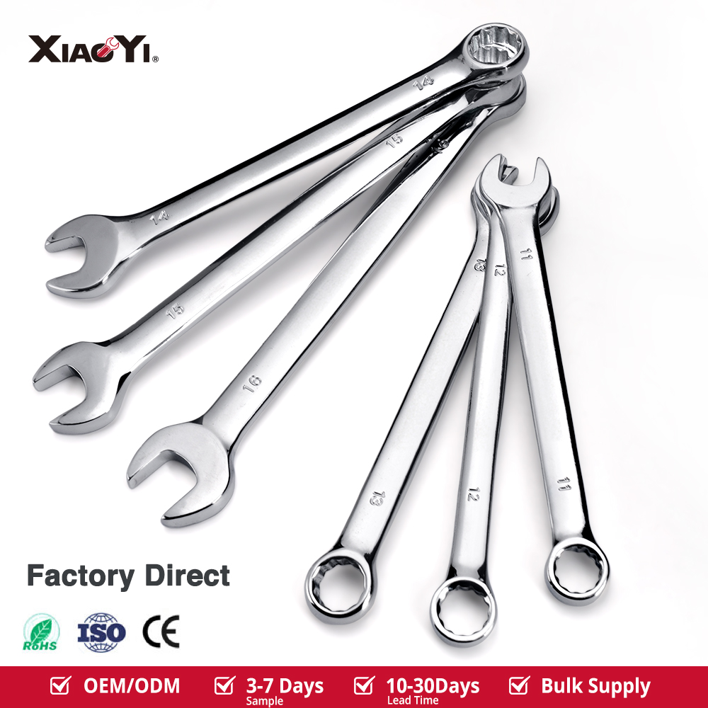 Mechanic Metric Combination Wrench Tools Heavy Duty Carbon Steel Open Ring Spanner For Workshop Garage