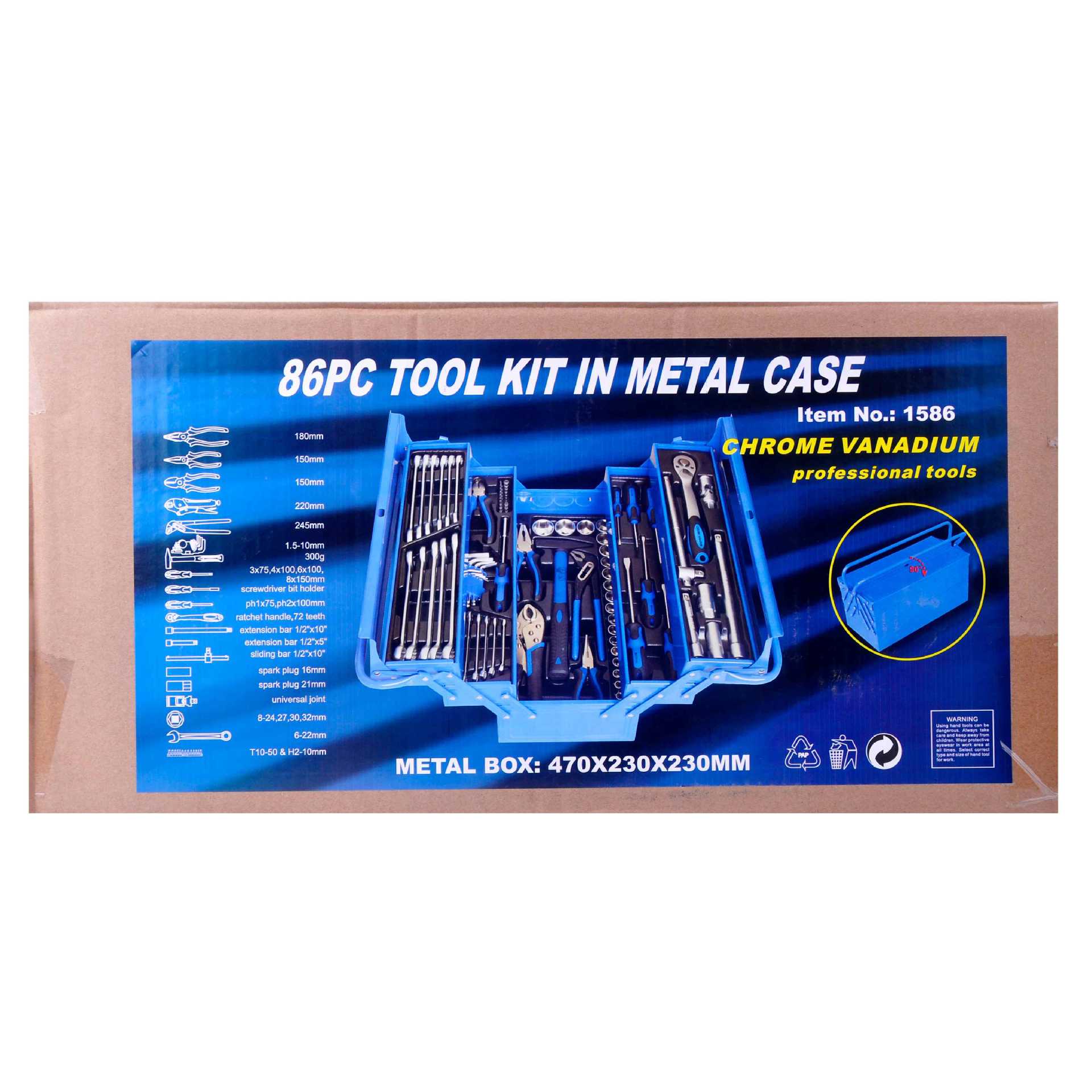 Professional-Grade 86-Piece Socket Set 1586 for Automobile Repair Machinery Assembly