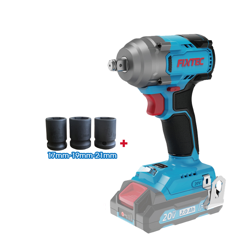 FIXTEC 20V Cordless Impact Wrench 450Nm High Torque Brushless 2.0Ah Battery 1/2 Drive Truck Tire Car Repair CE Wholesale