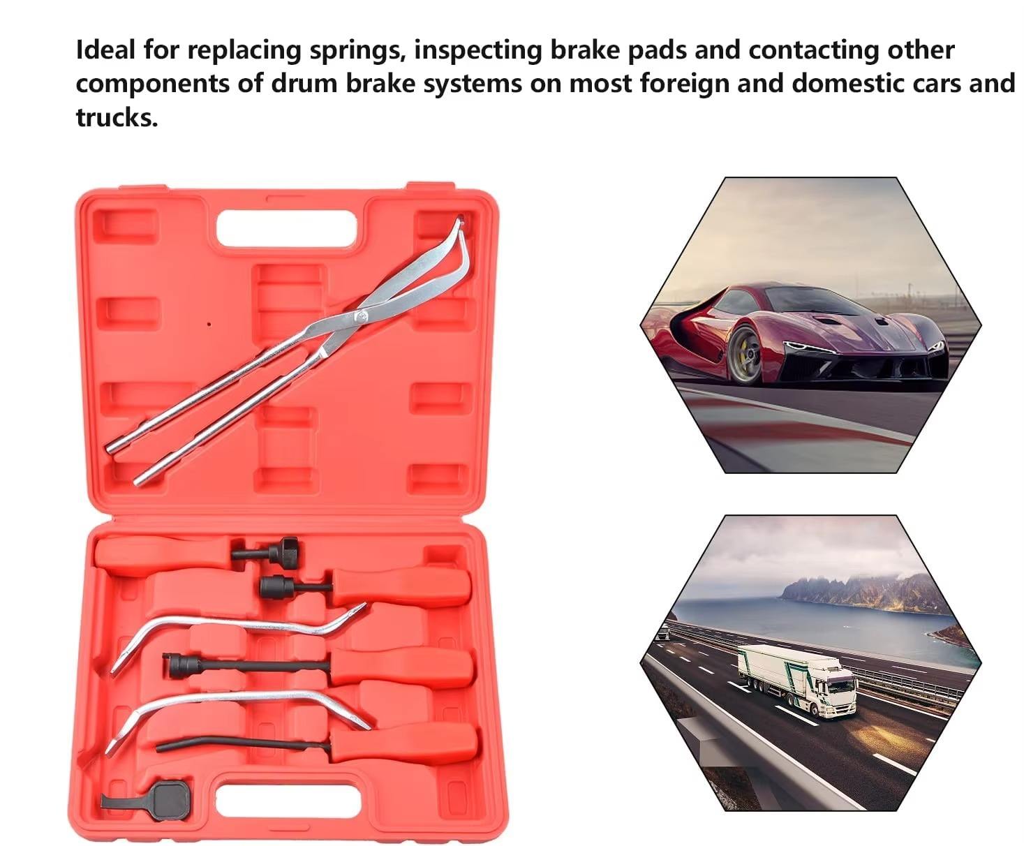 8Pcs Car Brake Maintenance Service Kit Brake Spring Caliper Pliers Installer Remover Drum Puller Tool Kit Automotive Tools Set