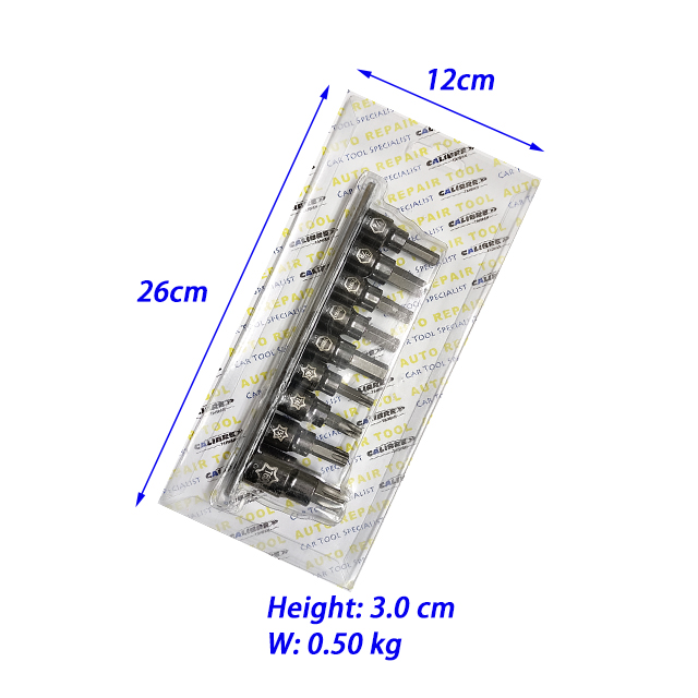TAIWAN CALIBRE 9pc Brake Caliper Service Bit Socket Set Hex Torx Sockets CR-V/S2 Bits for Automotive Repair 6 Months Warranty