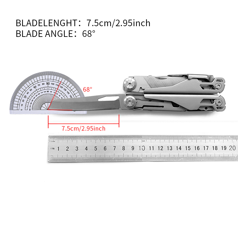18 In 1 Silvery Outdoor Stainless Steel Folding Full Locking Combination Camping Multitool Pliers With Bits Driver