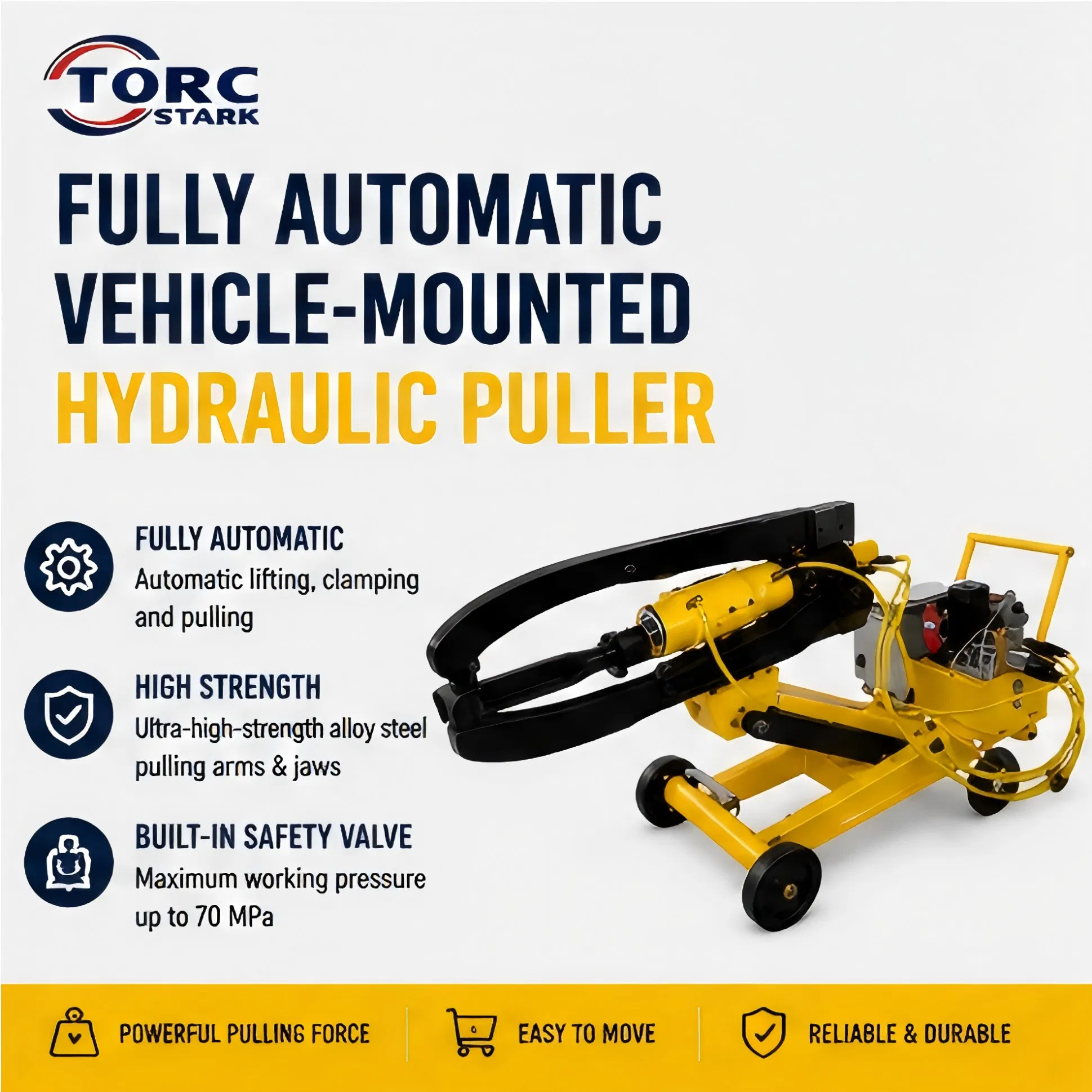 HAC Automatic Hydraulic Bearing Puller 3-Jaw Design Auto Clamping Pulling Wheel Trolley