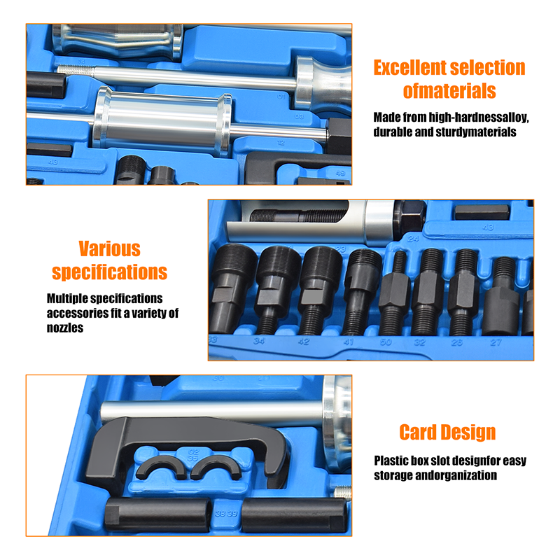 40-Piece Slide Hammer Extractor Set Diesel Injector Puller Tool Kit for Diesel Engine and Auto Truck Repair