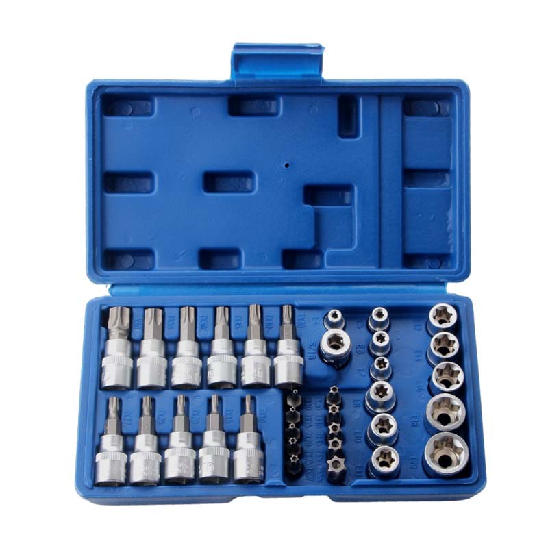 E-Type 34-Piece Auto Repair Tool Socket Wrench Set Combination Socket Bit Hand-Powered Source Sets