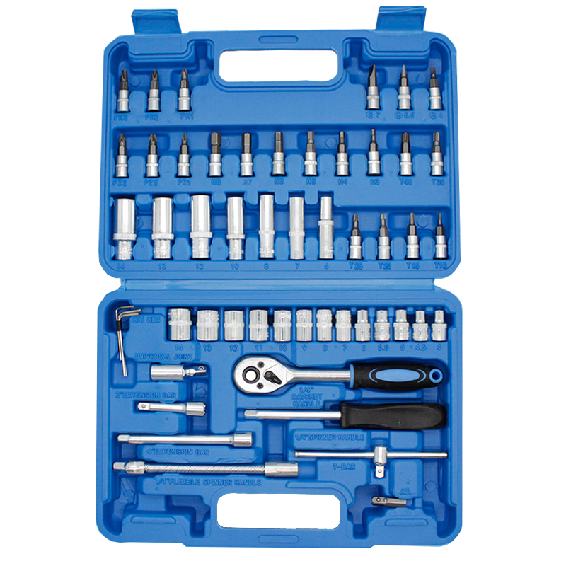 Hot Sale 53 Pieces Socket Wrench Set Drive Socket Set With 1/4 Inch Ratcheting Wrench For Automotive Repair And Home Use