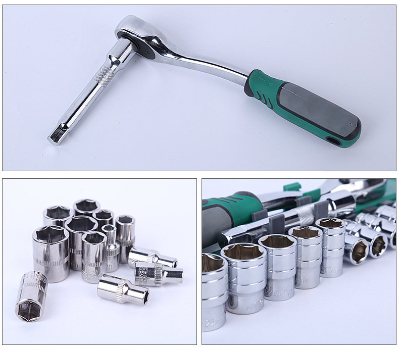 Manufacturer's Large Medium Small Single Double Row 12-piece Set Hexagon 20-piece 28PC Auto Repair Tool Quick Ratchet Wrench