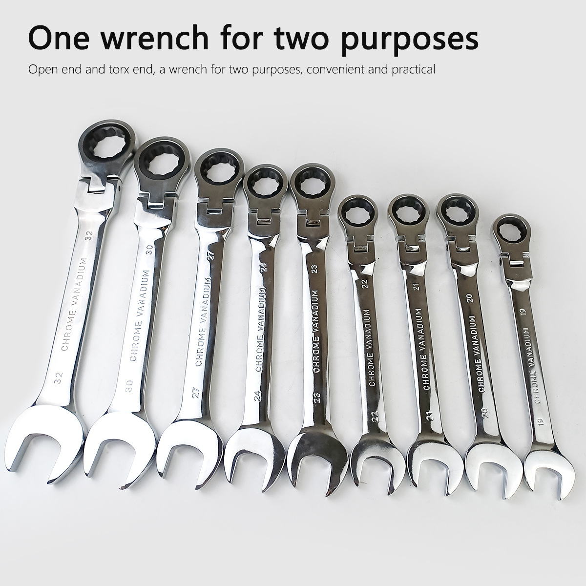 22Pcs High-Torque Universal Dual-Purpose Moving Head Ratchet Wrench Combination Professional Auto Repair Set Chrome-Vanadium