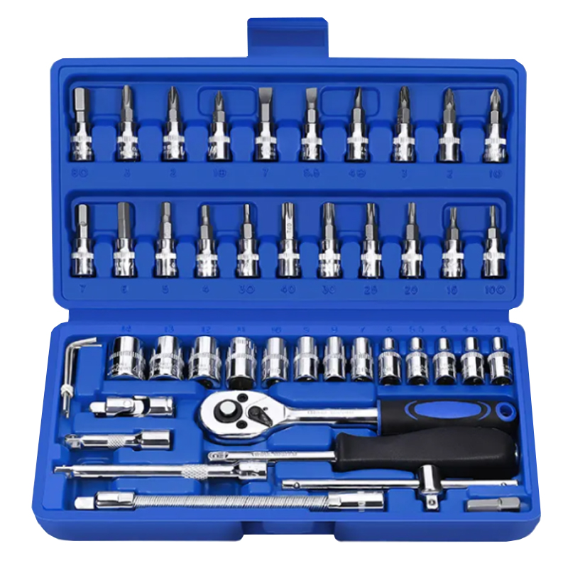 Popular 46 Pcs 1/4 Socket Tool Kit Multi Purpose Combination Tool Case Precision Socket Set For Auto Repairing