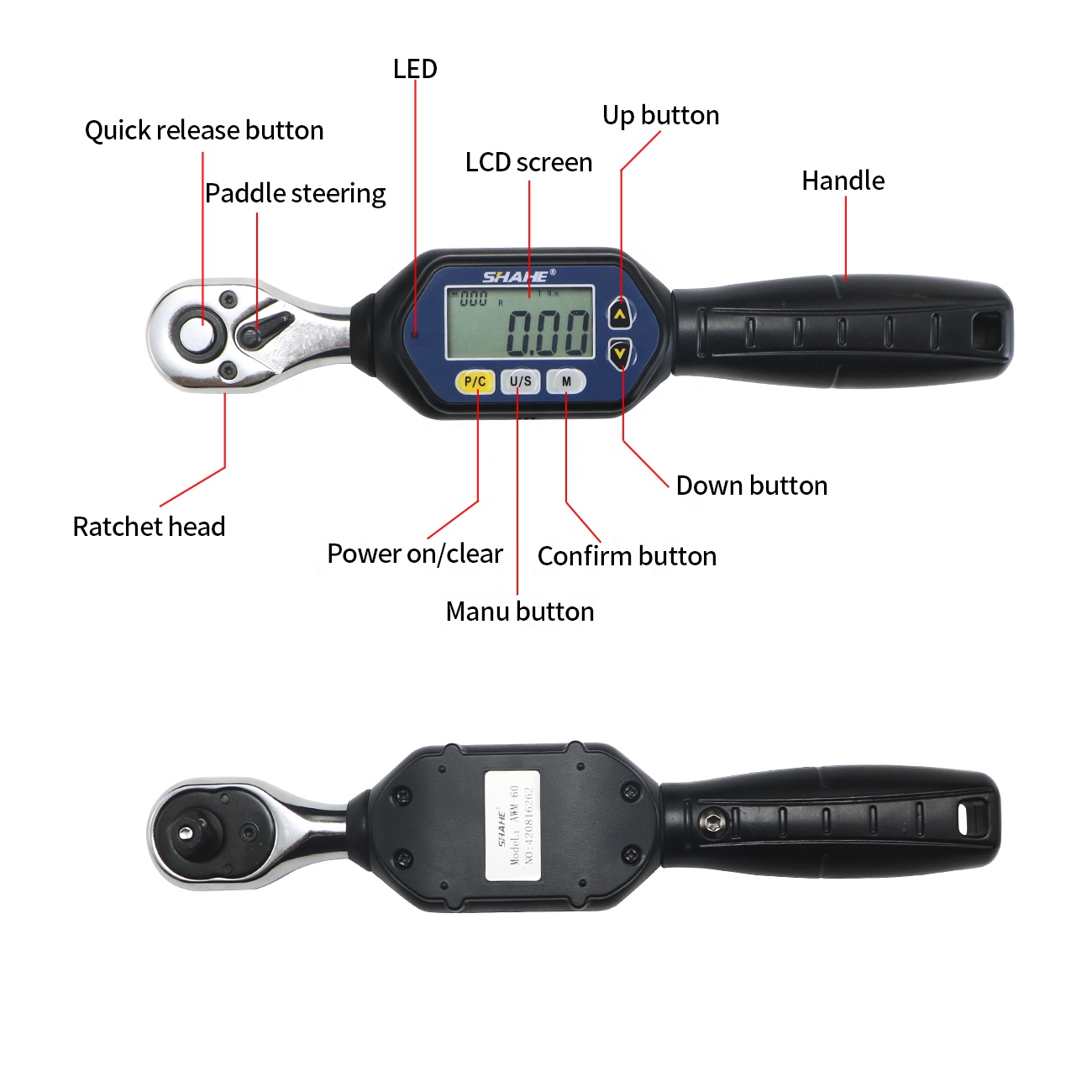 SHAHE MINI Digital Torque Wrench 1/4inch 3/8inch 1/2inch Professional Bike Car Repair Adjustable Electronic Torque Wrench