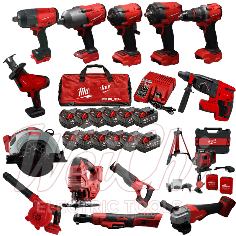 Customizable Combo 1:1 Red M18 Cordless Tools Super Set - Brushless Impact Wrench &amp; Drill Combo With DIY Brand Stickers