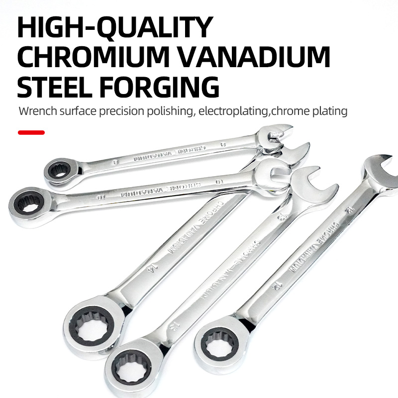 Durable CR-V Steel 6-14mm Ratchet Wrench Combination Set Metric Repair Tool Set with Rack Organizer