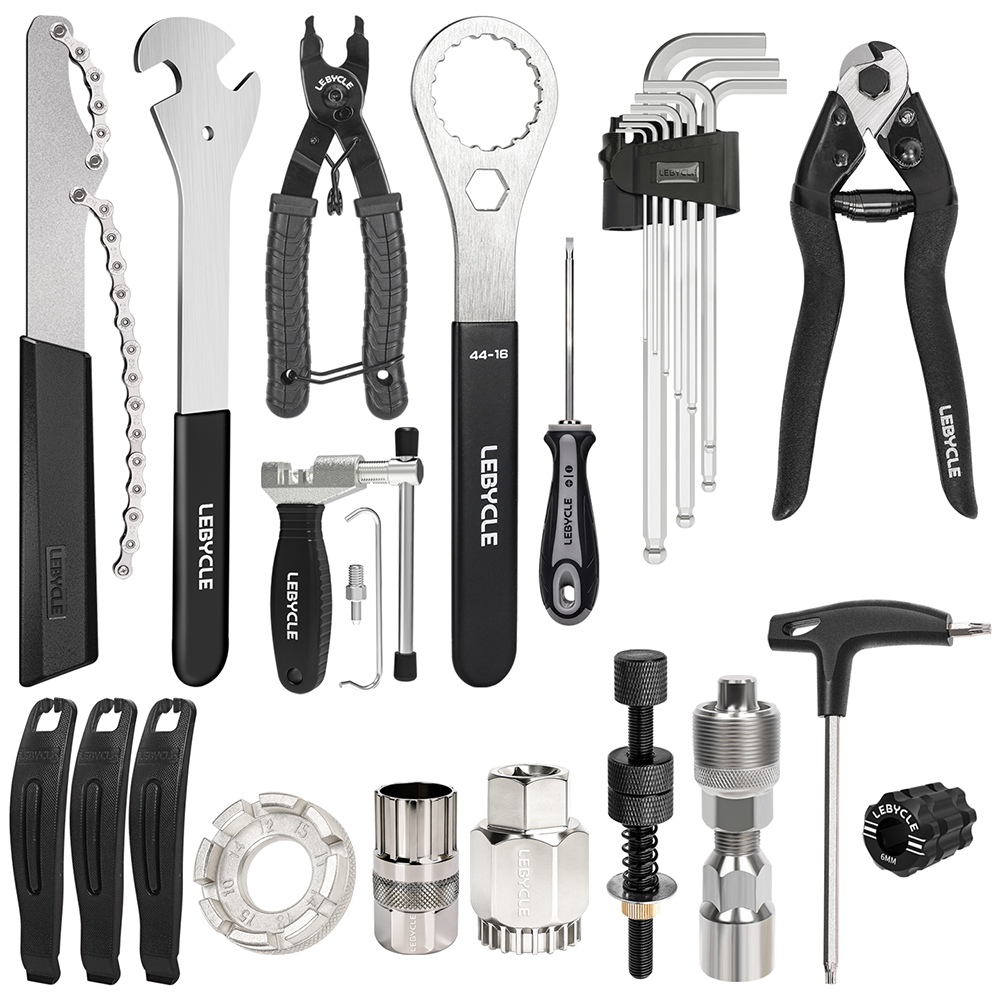 LEBYCLE 17 in 1 Bicycle Repair Tool Kit Hex Wrench Chain Breaker Crank Puller Tire Lever Bike Tools &amp; Maintenance Set