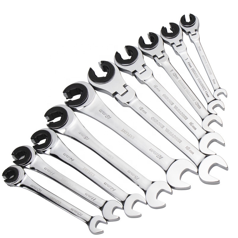 Auto Repair 72 Tooth Ratchet Wrench Kit Metric CRV Steel Flexible Fixed Head Tubing Wrench Industrial Dual Use Hand Tool Sets