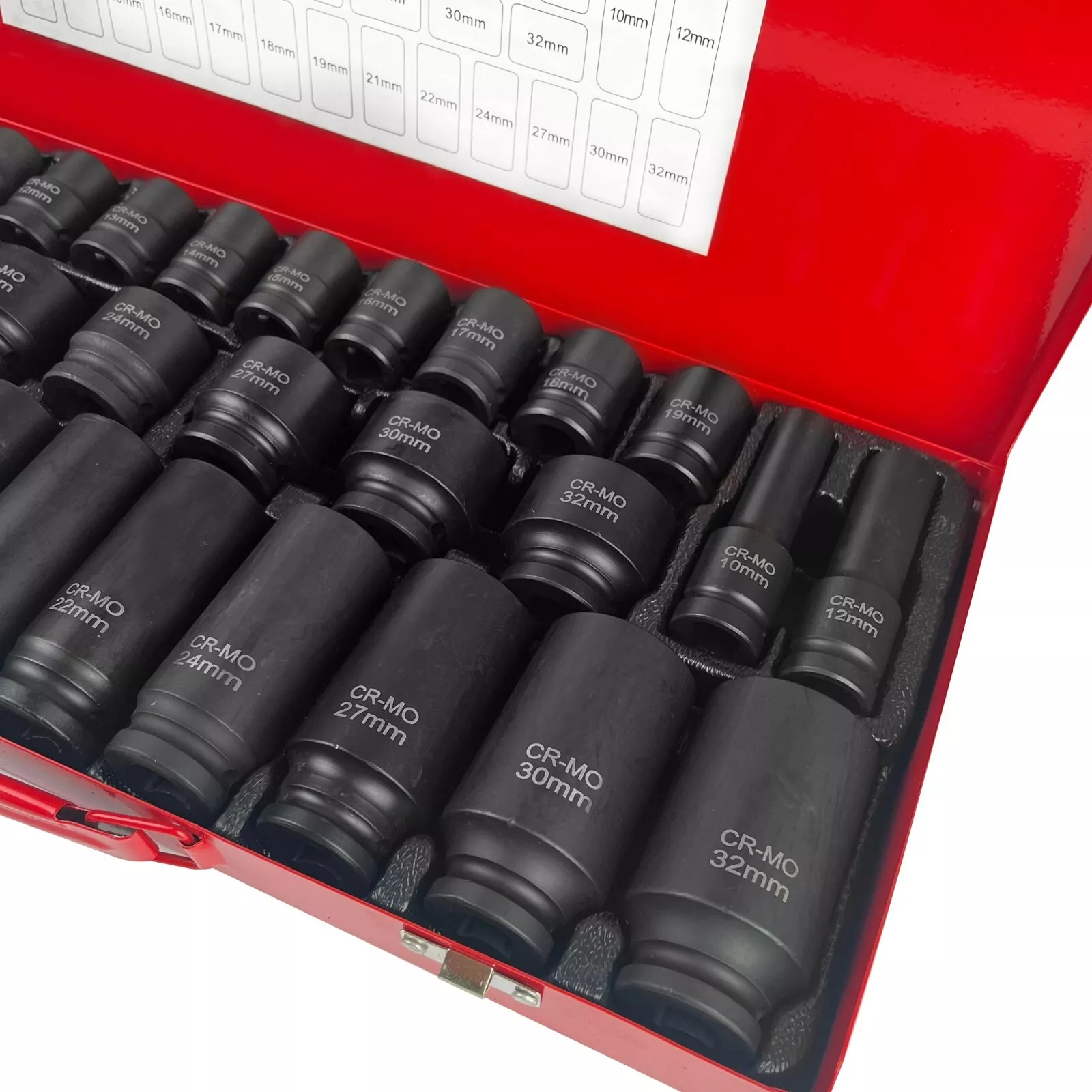 Peaktop 35pcs 1/2inch 8-32 mm Metric Heavy Duty Depth Tool Kit Chrome, Moly Steel Car Repair Tools Impact Socket Set