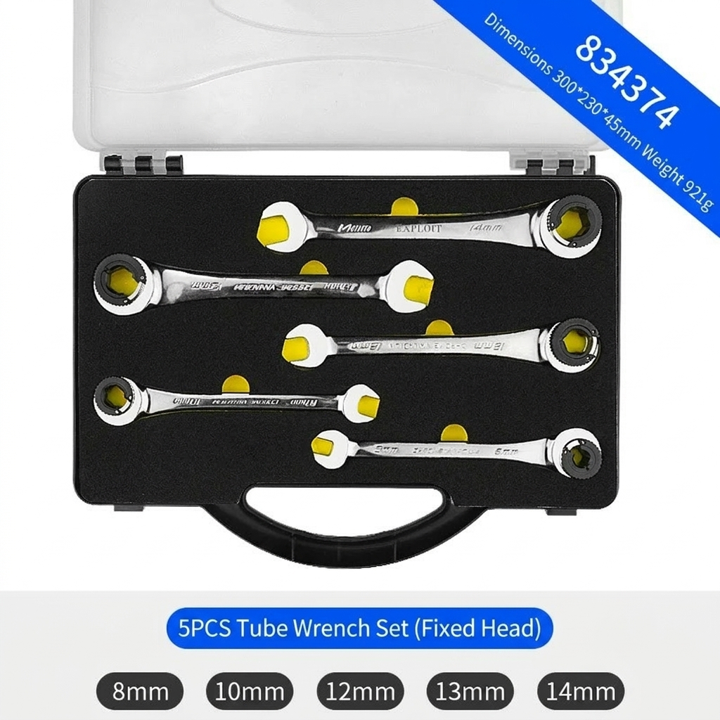 Auto Repair 72 Tooth Ratchet Wrench Kit Metric CRV Steel Flexible Fixed Head Tubing Wrench Industrial Dual Use Hand Tool Sets