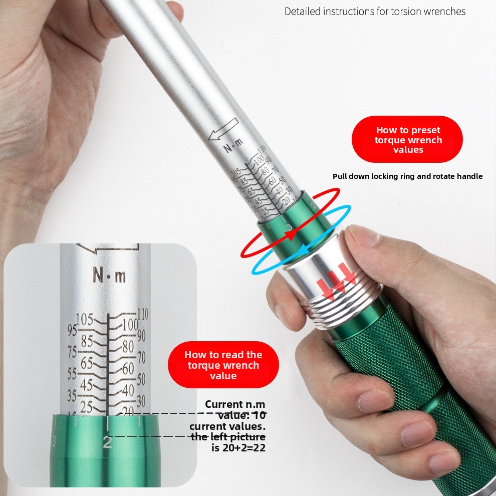 EXPLOIT High Precision Adjustable Bicycle Repair Torque Wrench Chrome Vanadium Steel 5-25nm Customizable Metric Measurement