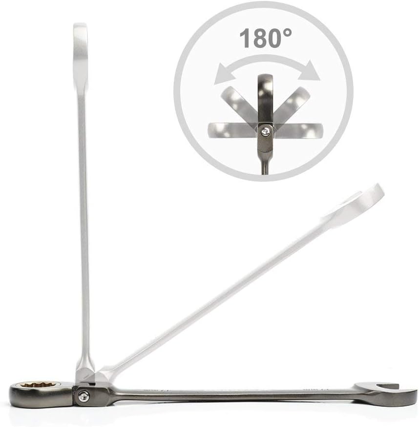 Premium Quality Metric Swivel Head Ratchet Wrench Cr-V Constructed With Black Nickel Plating