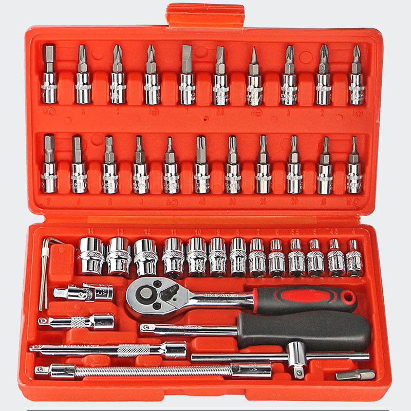 46pcs Chrome Vanadium Heated Impact Socket Wrench Tool Kit OEM 3-Year Warranty Easy Storage &amp; Carry
