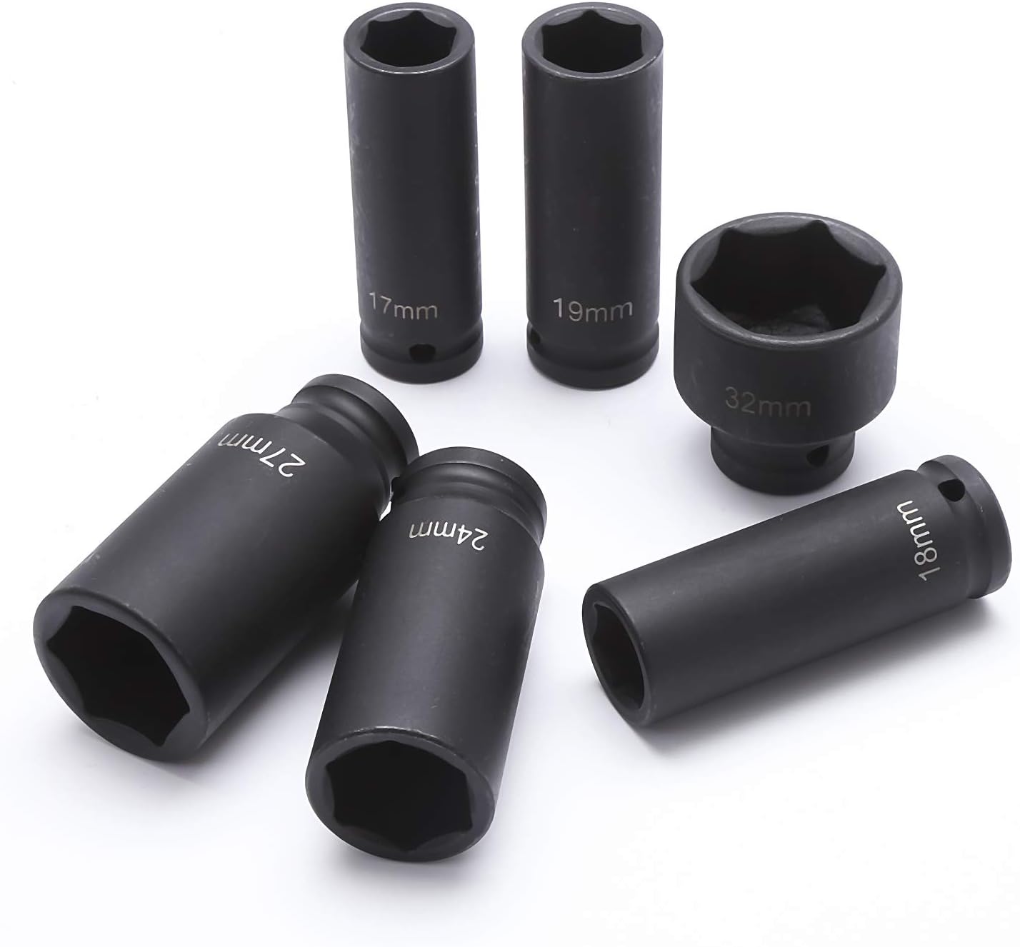 Peaktop 35pcs 1/2inch 8-32 mm Metric Heavy Duty Depth Tool Kit Chrome, Moly Steel Car Repair Tools Impact Socket Set