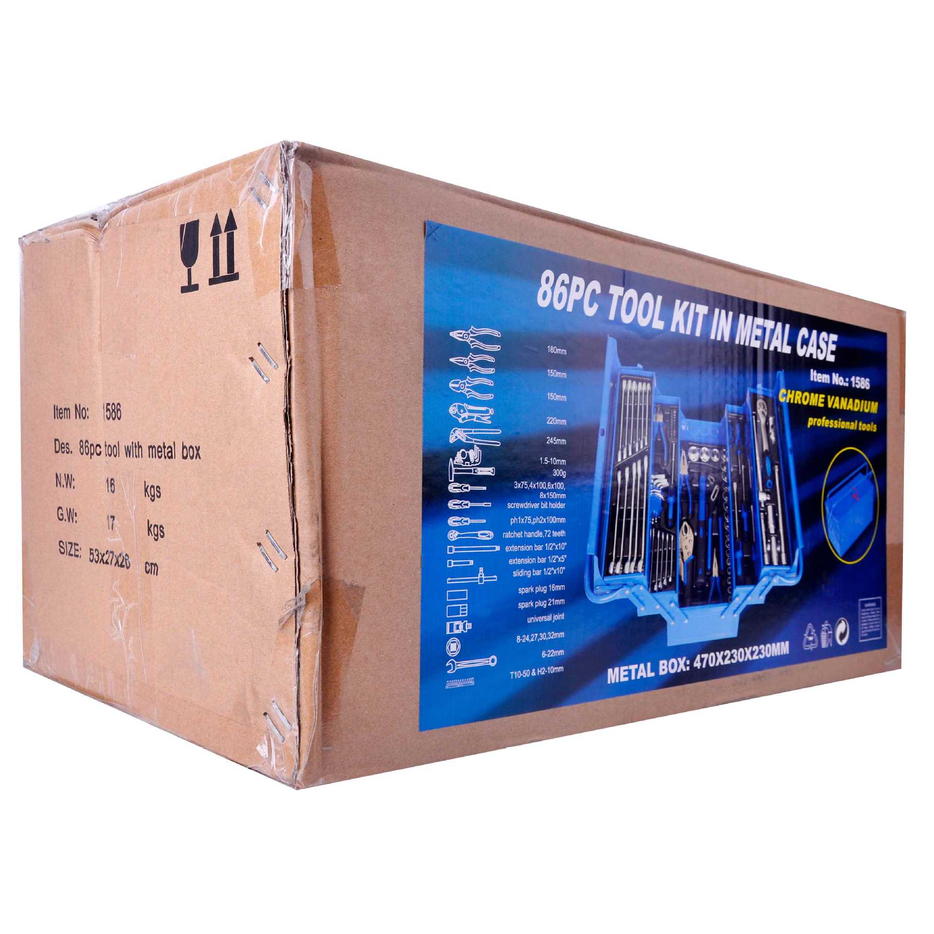 Professional-Grade 86-Piece Socket Set 1586 for Automobile Repair Machinery Assembly