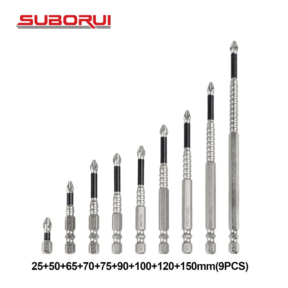 Suborui Strong Magnetic Durability Screwdriver Drill Bit Set Anti-Slip Magnetic Electric Screwdriver Set