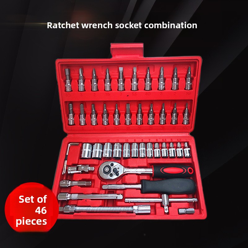 46 Pcs Socket Wrench Set Automotive Repair Hardware Kit Spanner Socket Set for Car Motorcycle Maintenance