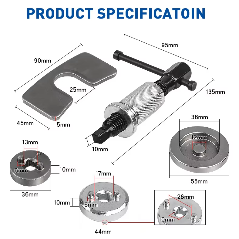 Removal Service Tool Piston Rewind Wind Back Kit Brake Disc Caliper Tool 5 Pcs Auto Repair Pad and Caliper Adapter Reset