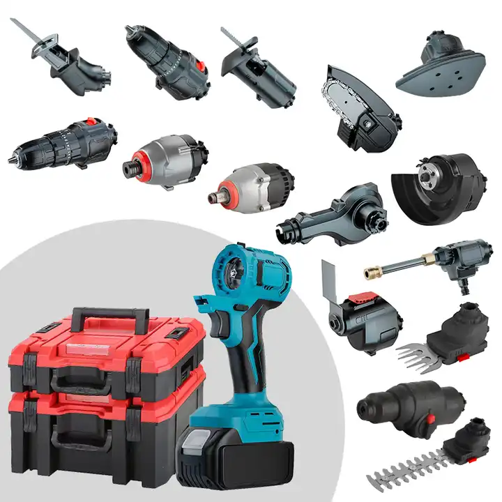 High Torque Brushless Motor Cordless Impact Wrench and Drill Combo Battery Compatible Power Kit with Multi-functional Heads