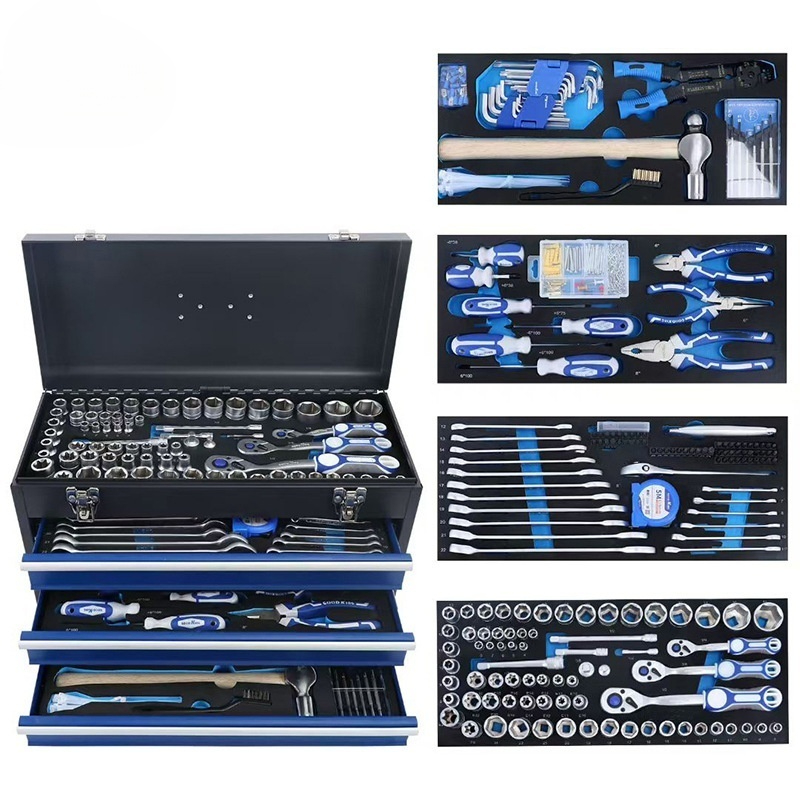 408-Piece Multi-Application Hand Tool Set Blade 1/2 3/8 Drive Sockets Adjustable Wrenches Chromium-Vanadium Steel Hard Case