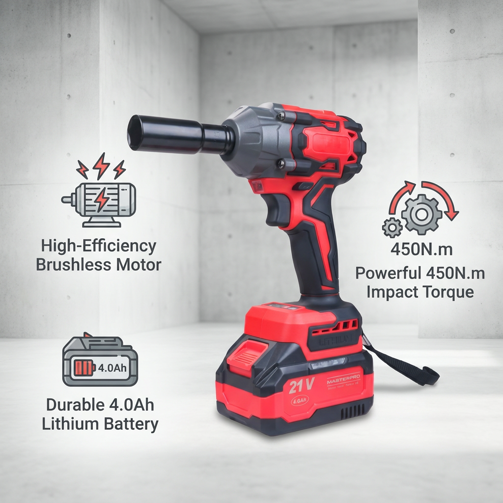 Brushless Cordless Impact Wrench 350N.m Rechargeable Electric Wrench Adjustment Factory Direct Supply Power Tool