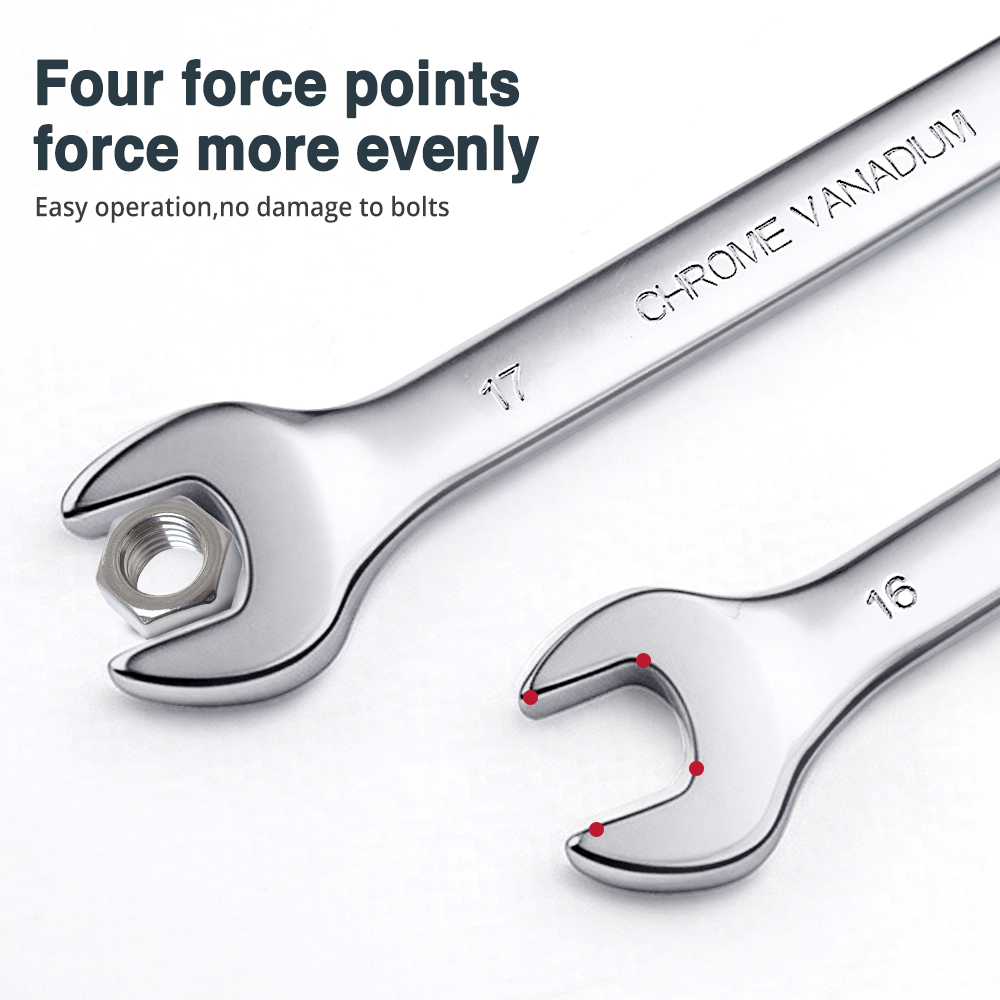 Wholesale 9pcs Ratchet Combo Wrench Set Flex Head Open/Ring CRV Spanner Set With Storage Pouch