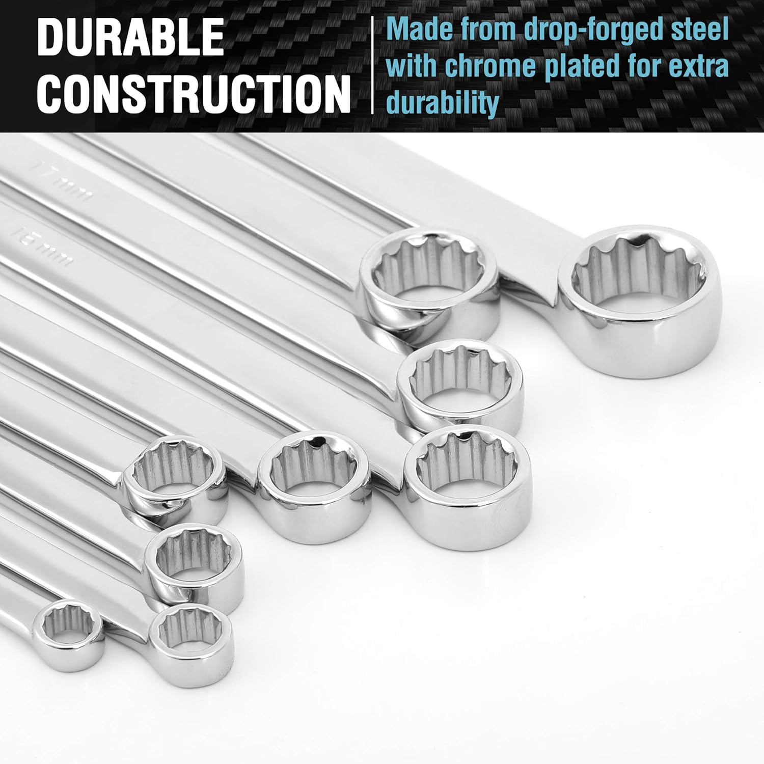 Extra Long Ratcheting Wrench Set 9-Piece Double Box End Metric Wrenches With EVA Foam Tool Organizer
