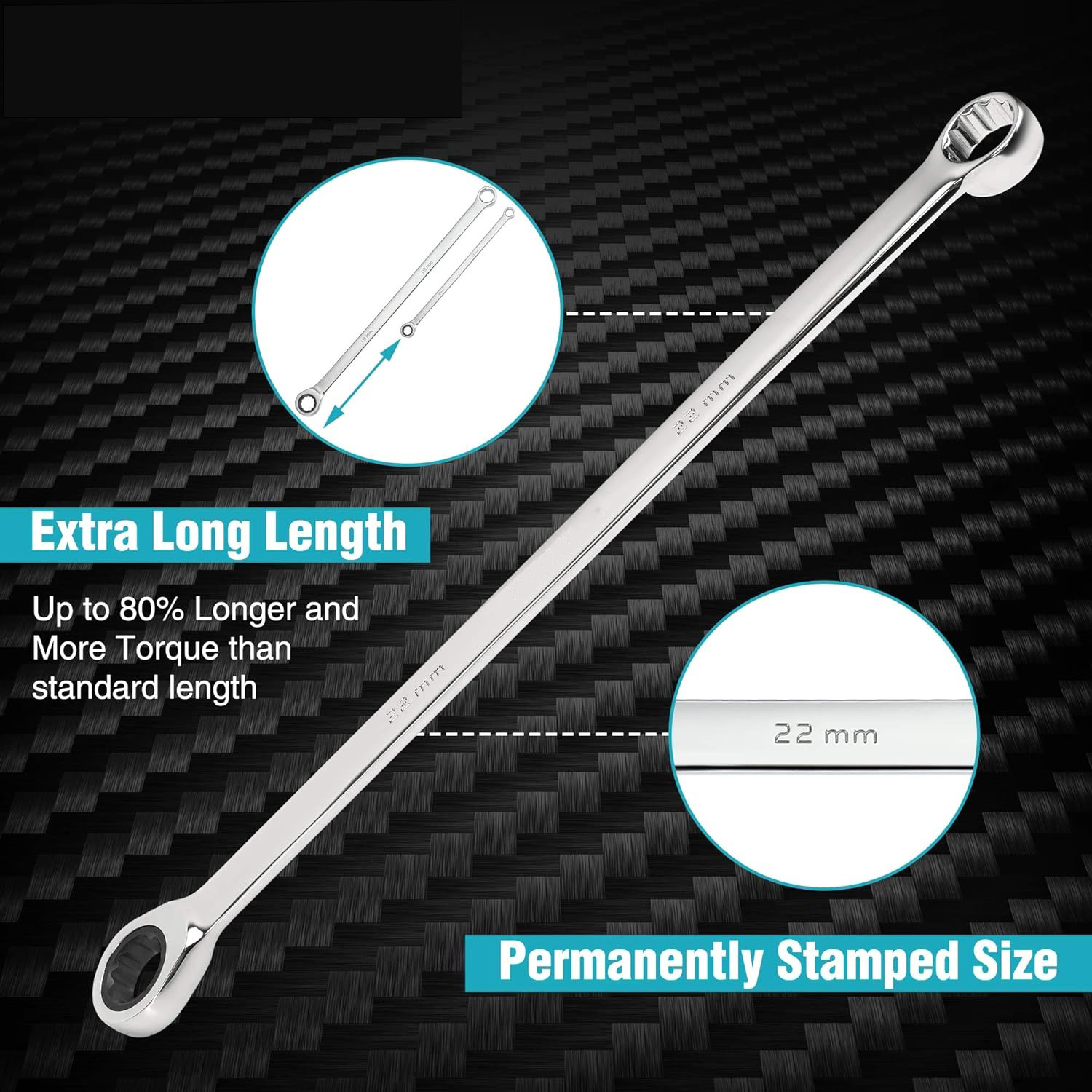Extra Long Ratcheting Wrench Set 9-Piece Double Box End Metric Wrenches With EVA Foam Tool Organizer