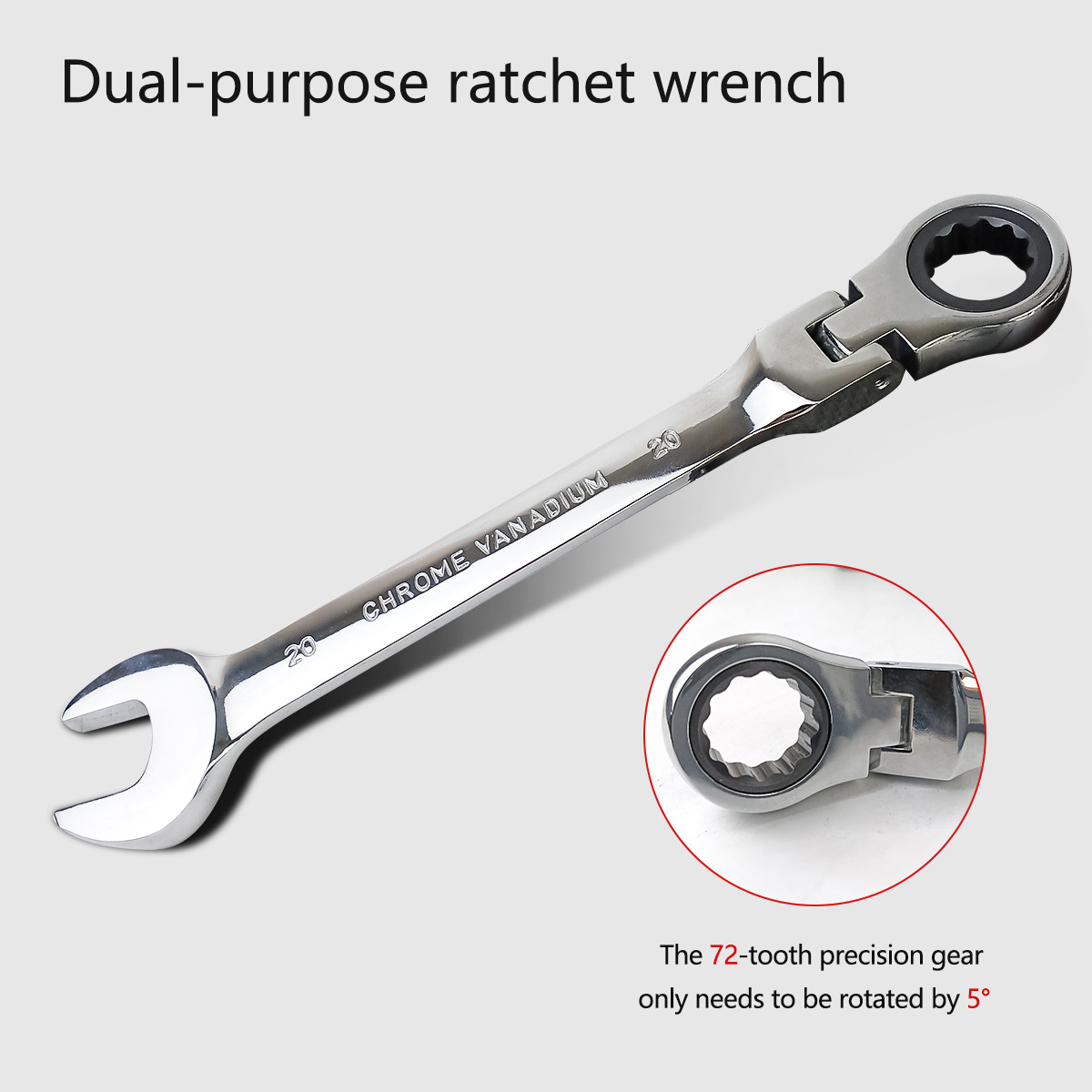 22Pcs High-Torque Universal Dual-Purpose Moving Head Ratchet Wrench Combination Professional Auto Repair Set Chrome-Vanadium