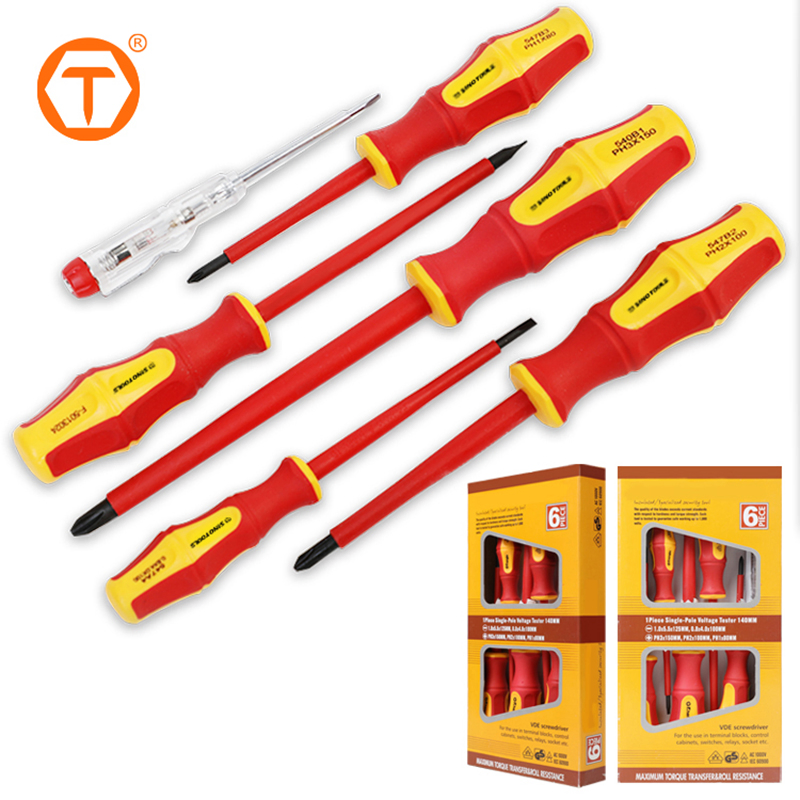 VDE Insulated Screwdriver 6 PCS Magnetic Tips Bit Screwdriver Set