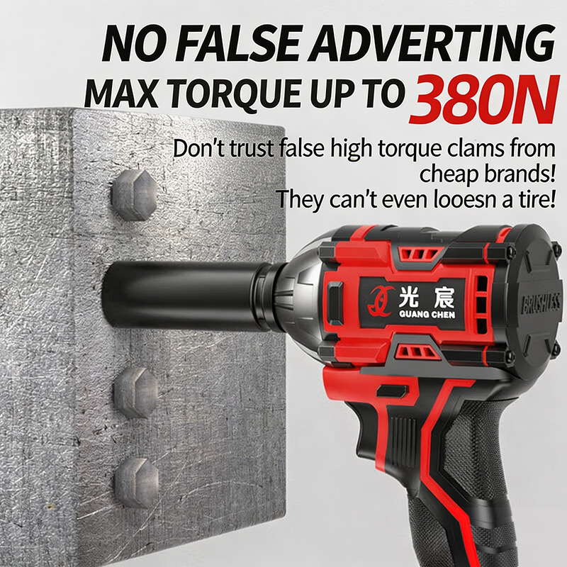 Premium 21V Brushless Impact Wrench Kit 380NM High Torque Cordless Tool For Home &amp; Auto Maintenance